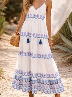 Oliphant tassel maxi tiered dress size medium boho